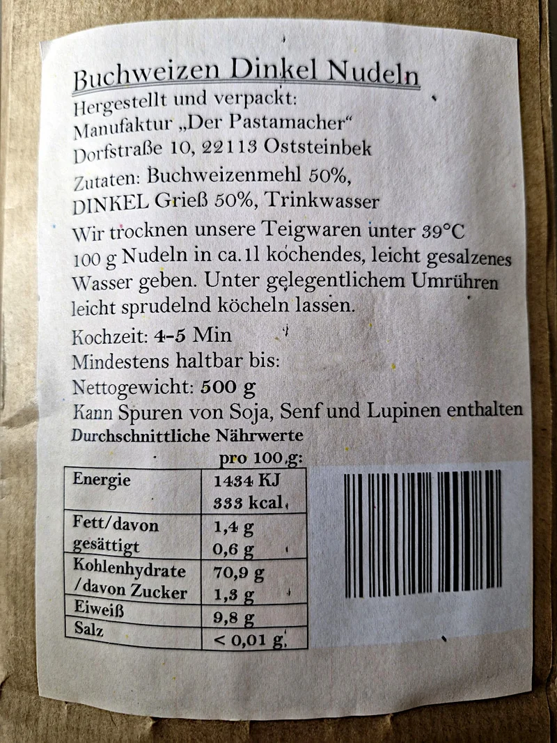 2x Buchweizen Dinkel Radiatori Nudeln 500g