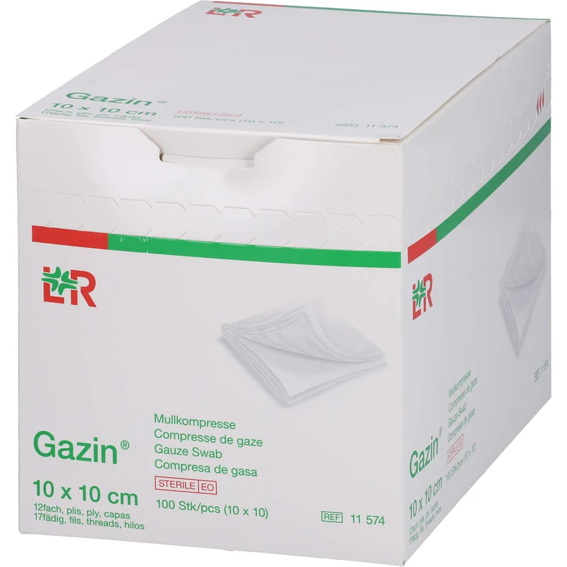 Gazin Mullkompresse 10x10cm 12fach steril, 10X10 St KOM