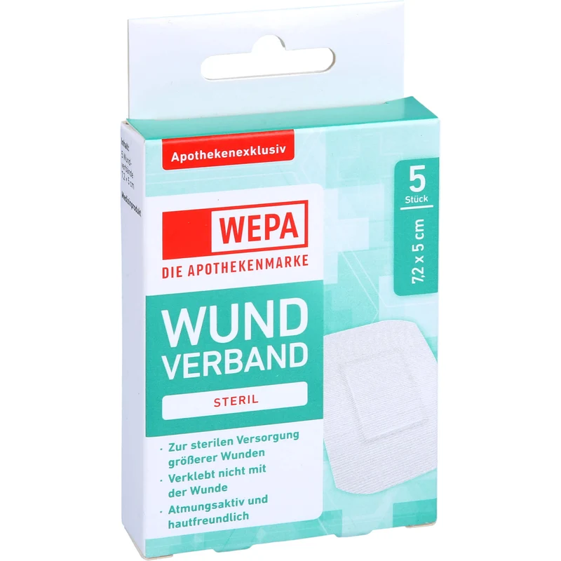 WEPA Wundverband 7,2 x 5cm steril, 5 St PFL