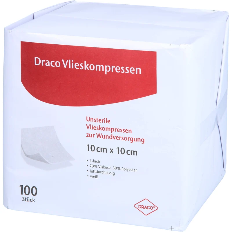 Vliesstoffkompressen 10x10cm 4fach unsteril, 100 St KOM