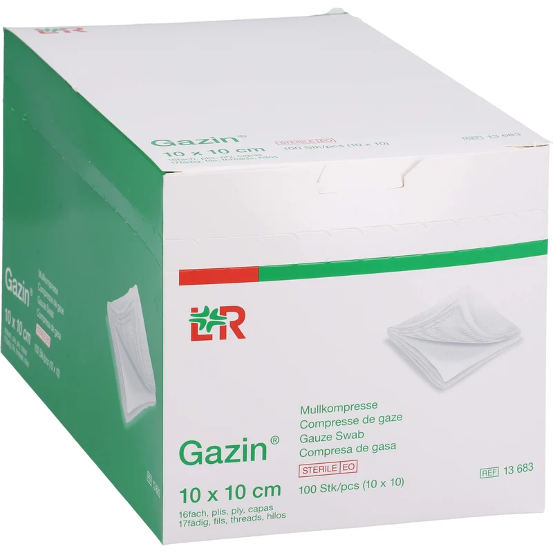 Gazin Kompressen steril 10x10cm, 10X10 St KOM