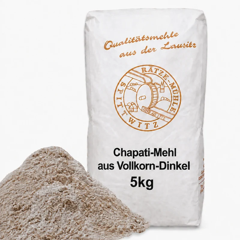 Chapati-Mehl aus Vollkorn-Dinkel, Chakki Atta für besten Teig