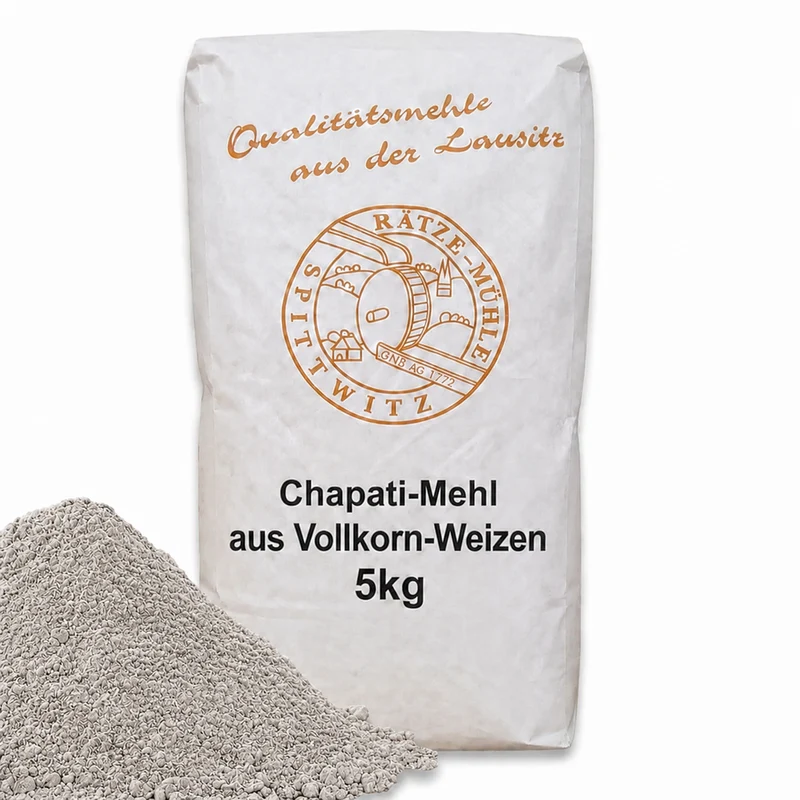 Chapati-Mehl aus Vollkorn-Weizen, Chakki Atta für besten Teig
