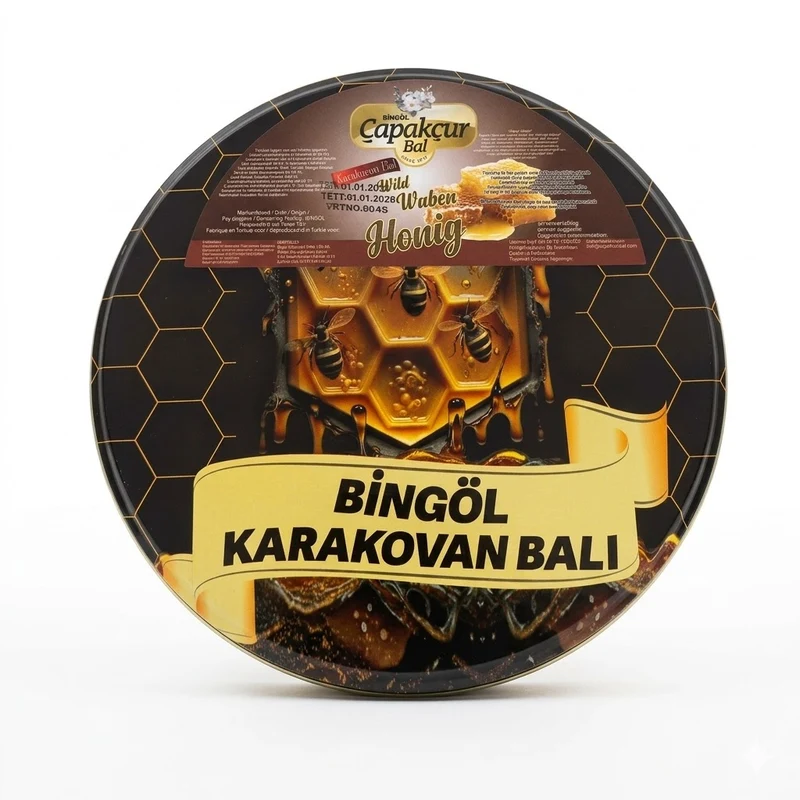 Gold-Wildblumen-Honigwabe 1500g in edler Blechdose, Hocharomatischer Karakovan Bali aus Bingöl