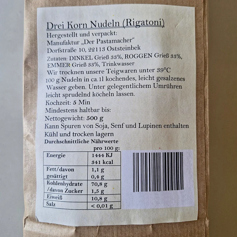Dreikorn Nudeln Rigatoni 500g