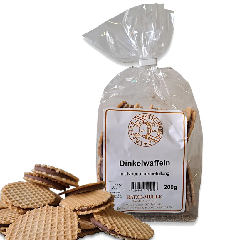 Dinkelwaffeln mit Nougatfüllung 150g