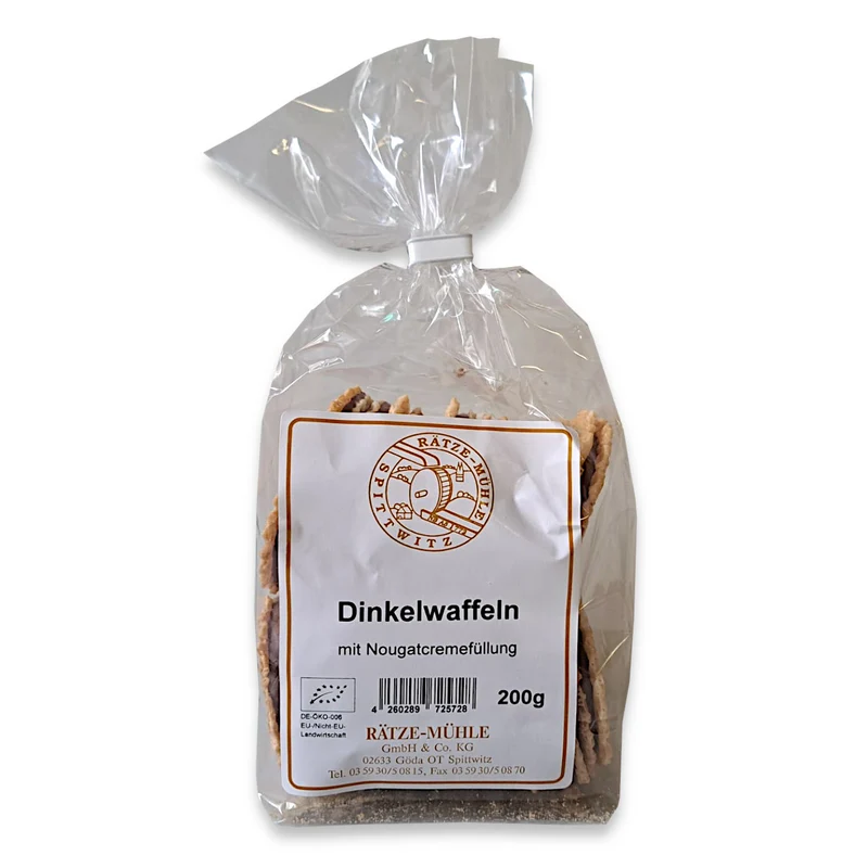 Dinkelwaffeln mit Nougatfüllung 150g