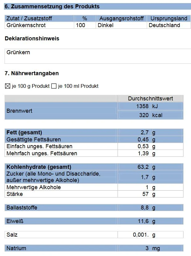 Grünkernschrot 25 kg