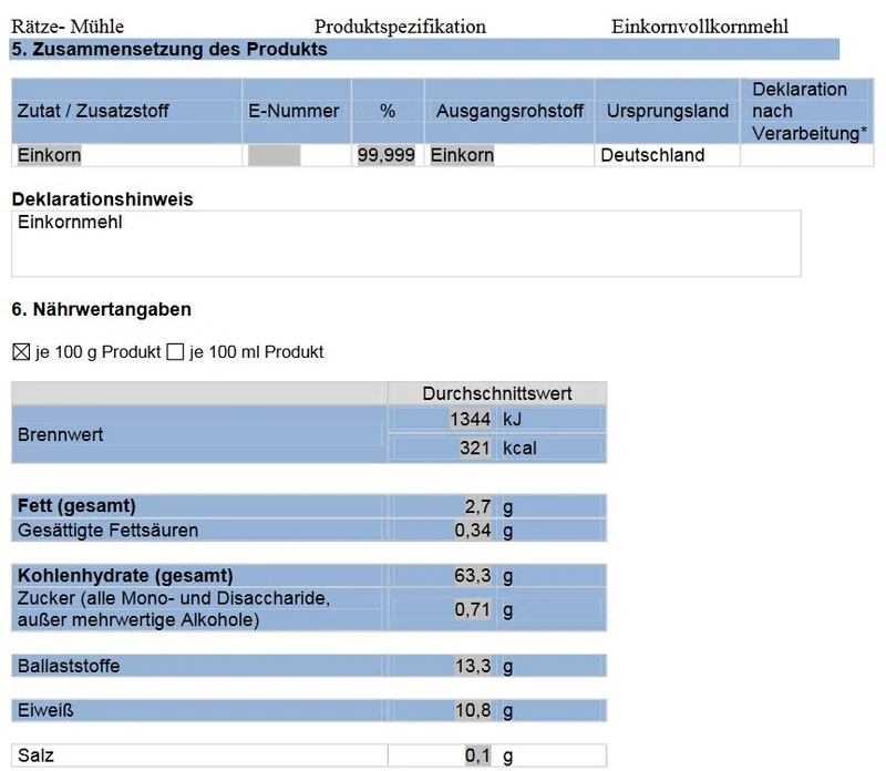 Einkornvollkornmehl 25 kg