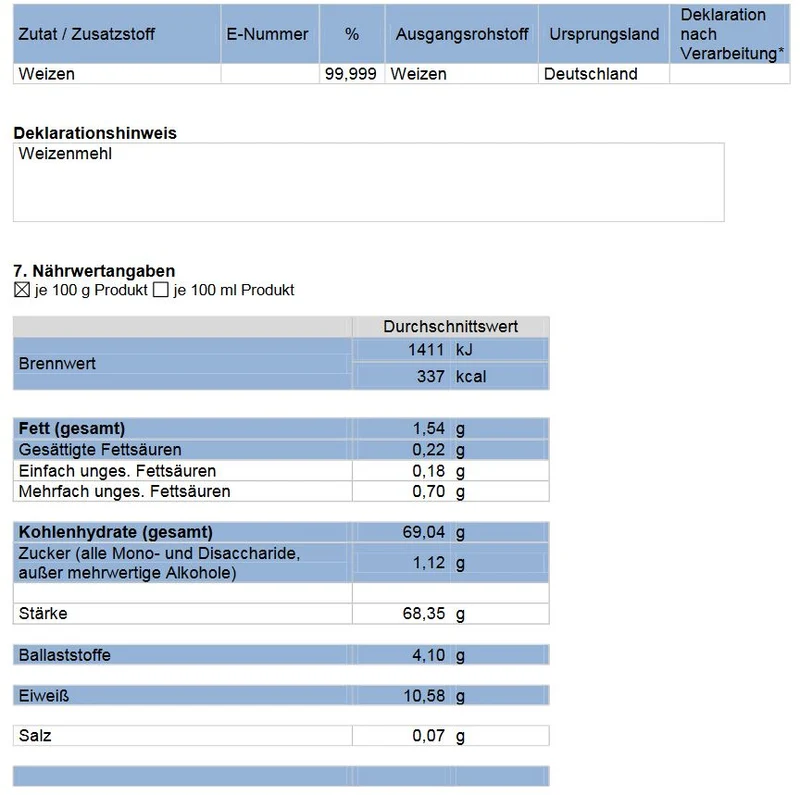 Weizenmehl Typ 550 25 kg
