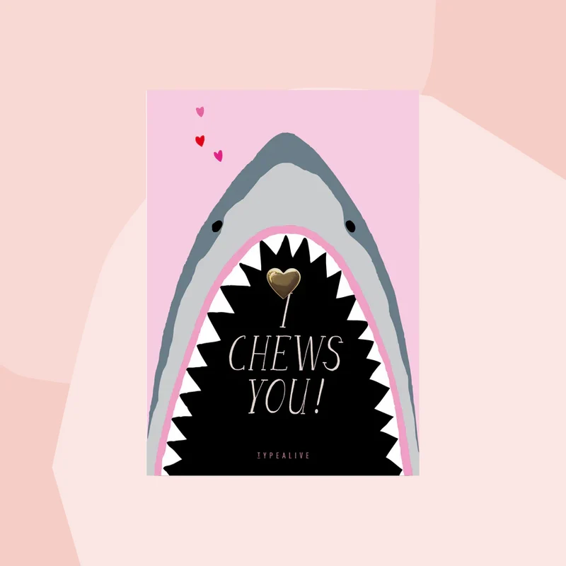 Postkarte & Pin: I Chews You