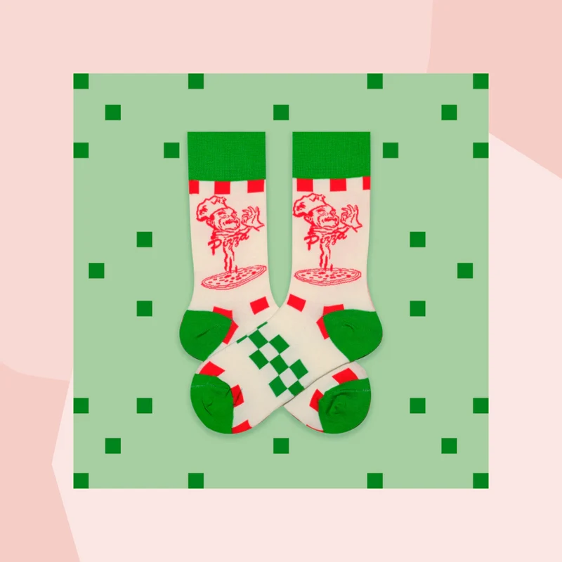 Sportsocken mit Stickerei: Pizza