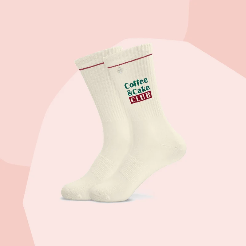 Tennissocken mit Aufdruck: Coffee & Cake Club