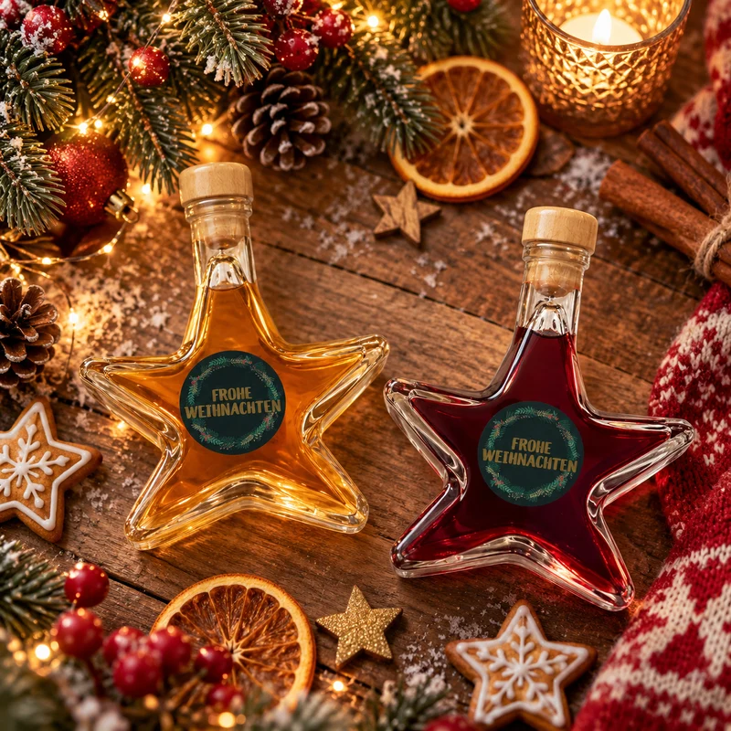 Weihnachtsstern Flasche Weihnachtslikör | Bratapfel Likör oder Pflaume-Zimt Likör | 18% - 20% (Kopie)