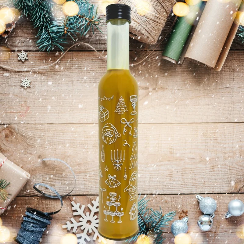 bedruckte Weihnachtslikör Flasche | Pflaume-Zimt Likör oder Spekulatius Sahnelikör | 15% - 18%
