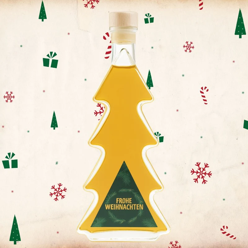 Tannenbaum Flasche Weihnachtslikör | Bratapfel Likör oder Pflaume-Zimt Likör | 18% - 20%