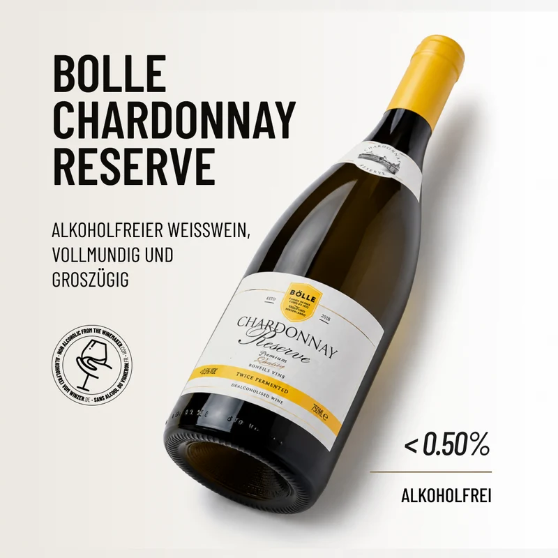 BOLLE CHARDONNAY RESERVE: Alkoholfreier Weißwein, vollmundig und großzügig.