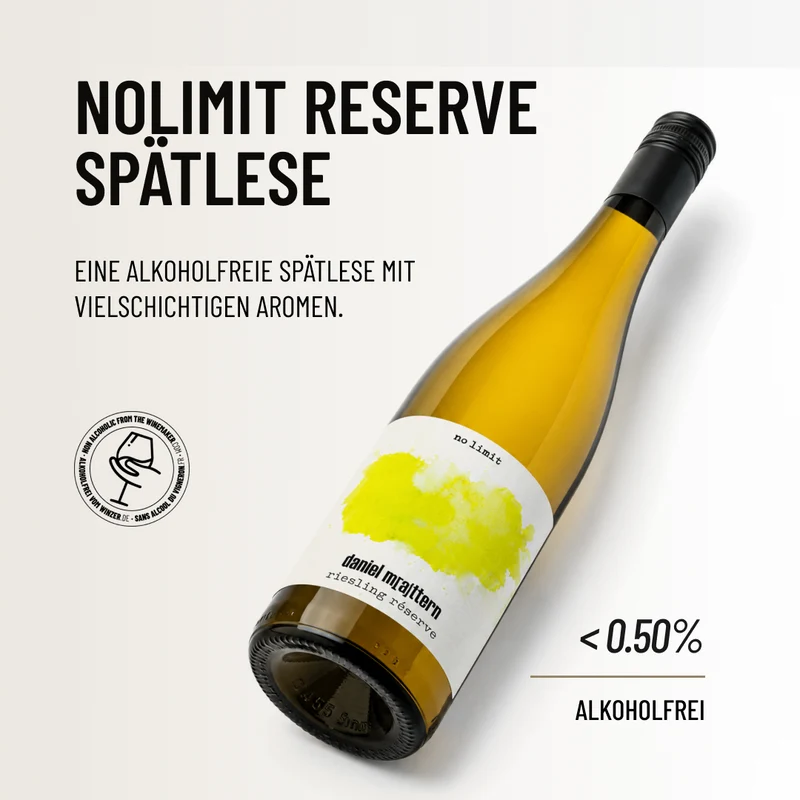 NOLIMIT RESERVE SPÄTLESE: eine alkoholfreie Spätlese mit vielschichtigen Aromen.