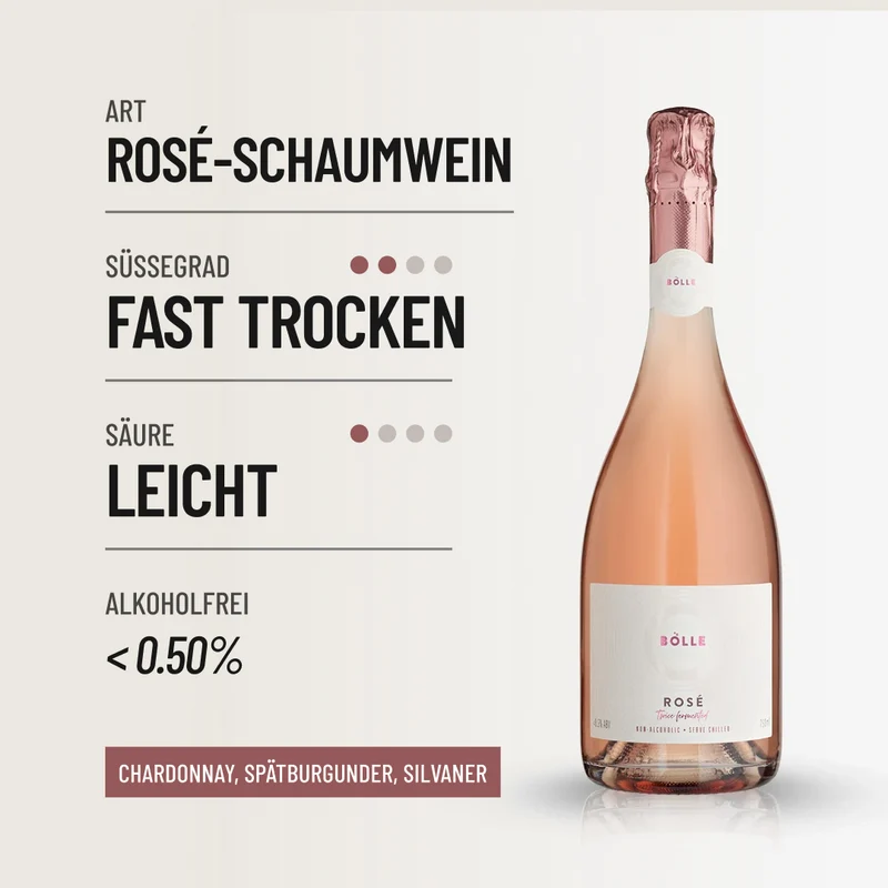 BOLLE ROSÉ SPARKLING: Fein perlender Rosé mit Aromen von roten Früchten.