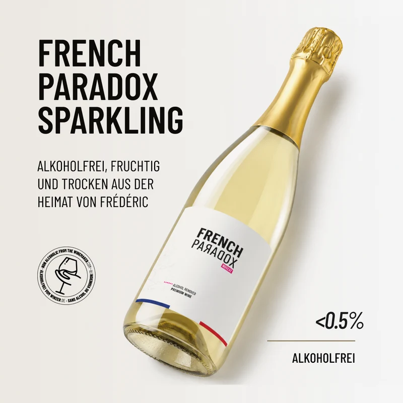 FRENCH PARADOX SPARKLING: alkoholfrei, fruchtig und trocken aus der Heimat von Frédéric