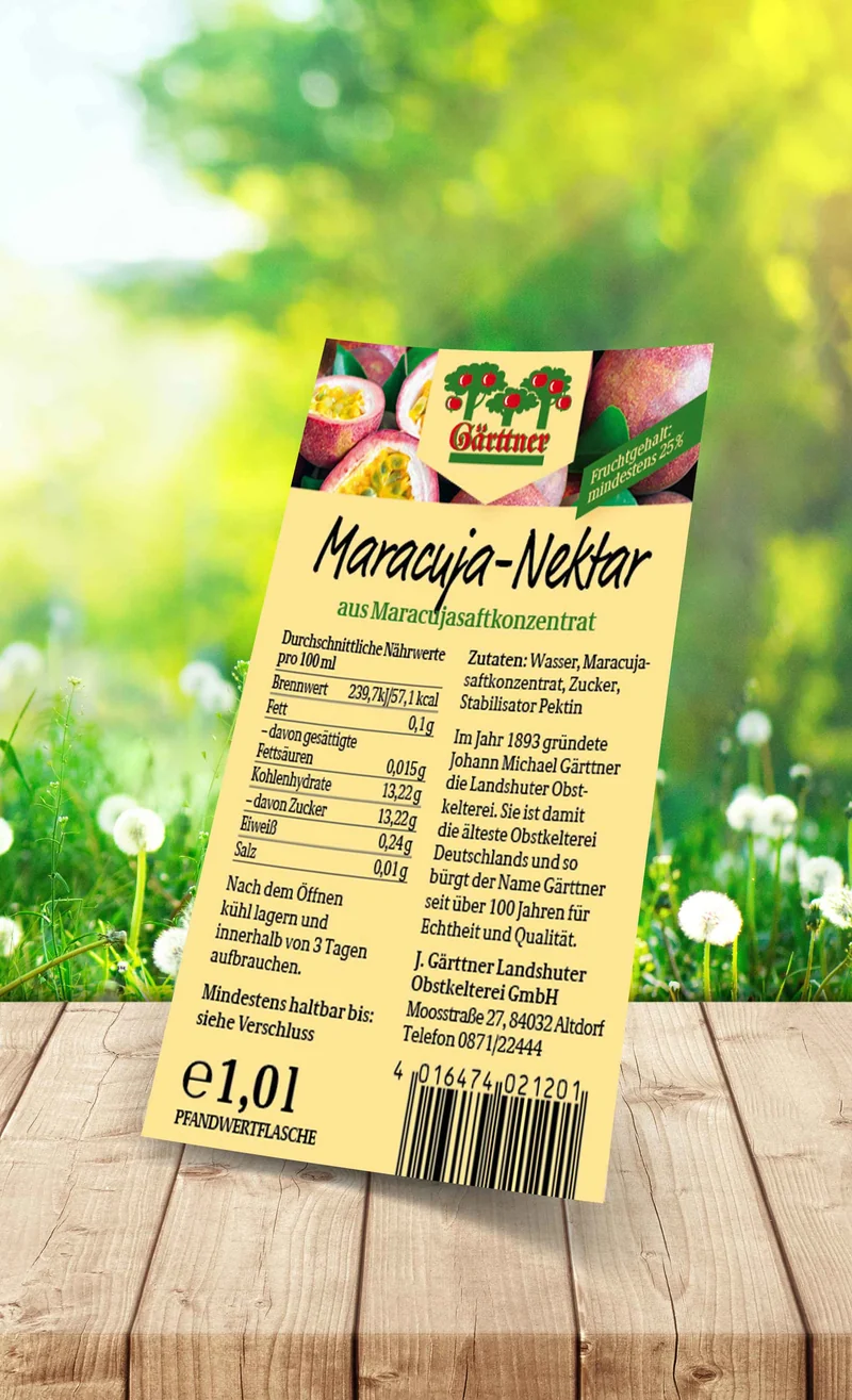 Gärttner Maracuja Nektar 1,0l Glas