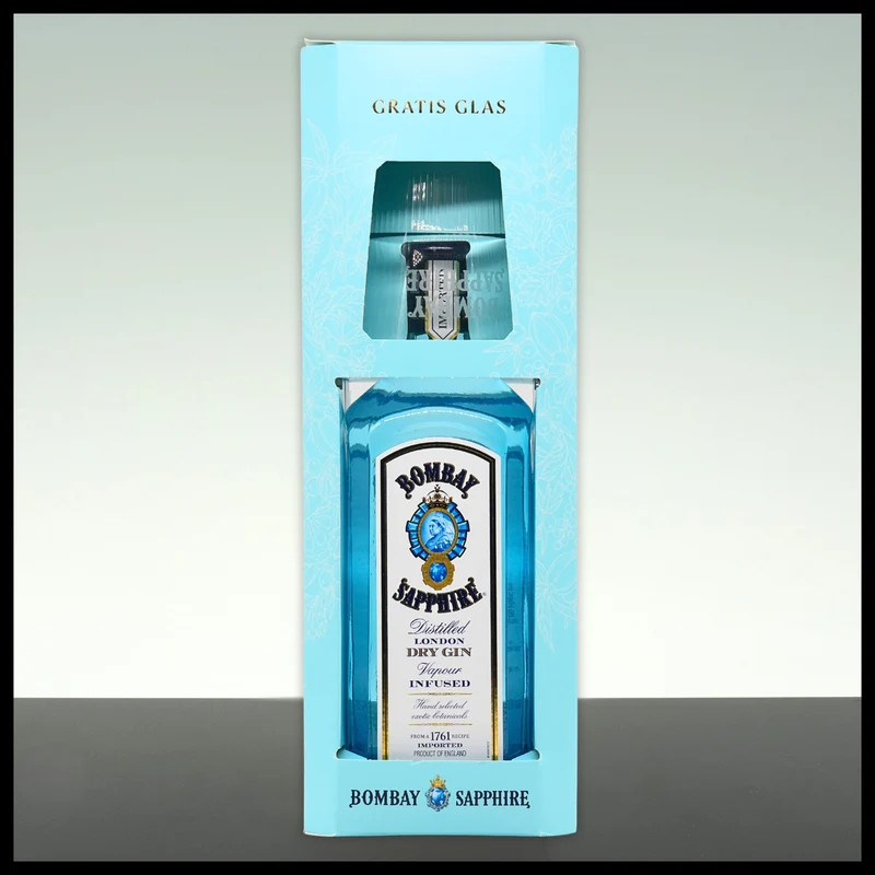 Bombay Sapphire London Dry Gin Geschenkbox mit Glas 0,7L - 40% Vol.