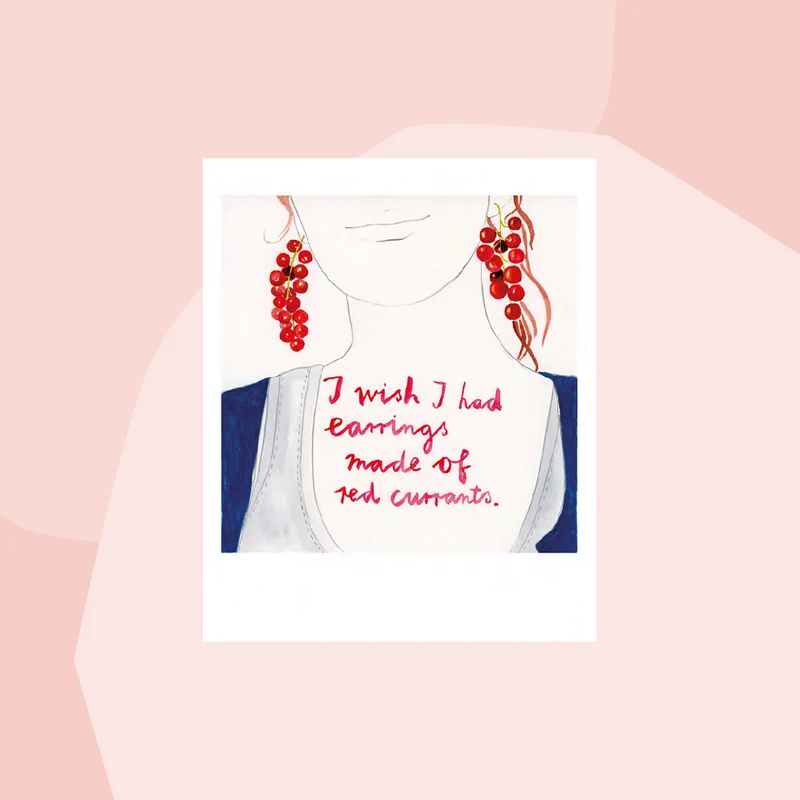 Postkarte: Rote Johannisbeeren "I wish I had earrings made of red currants"