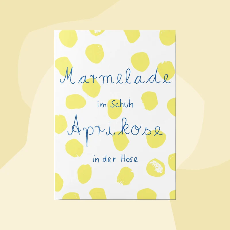 Postkarte: Marmelade im Schuh
