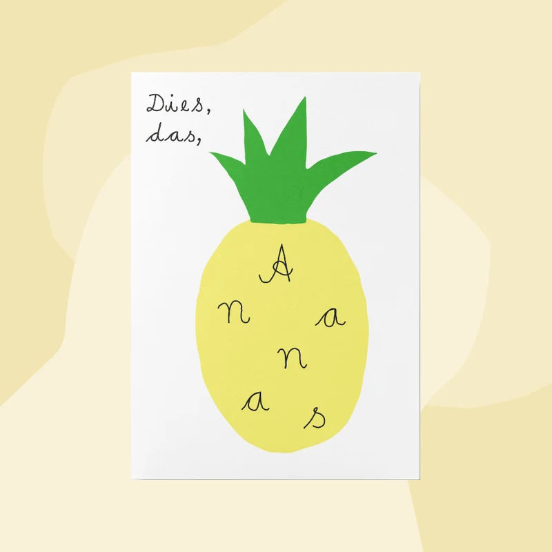 Postkarte: Dies, das, Ananas