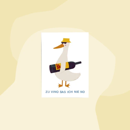 Postkarte: Zu Vino sag ich nie No.