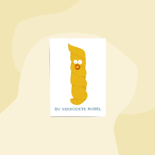 Postkarte: Du verrückte Nudel
