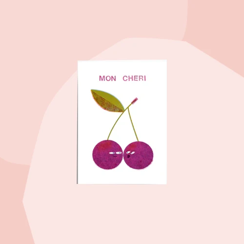 Postkarte: Kirschen. Mon Cheri