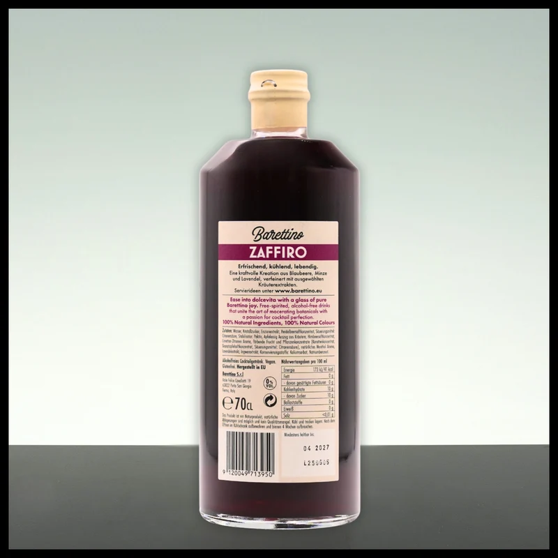 Barettino ZAFFIRO Alkoholfreier Aperitif 0,7L