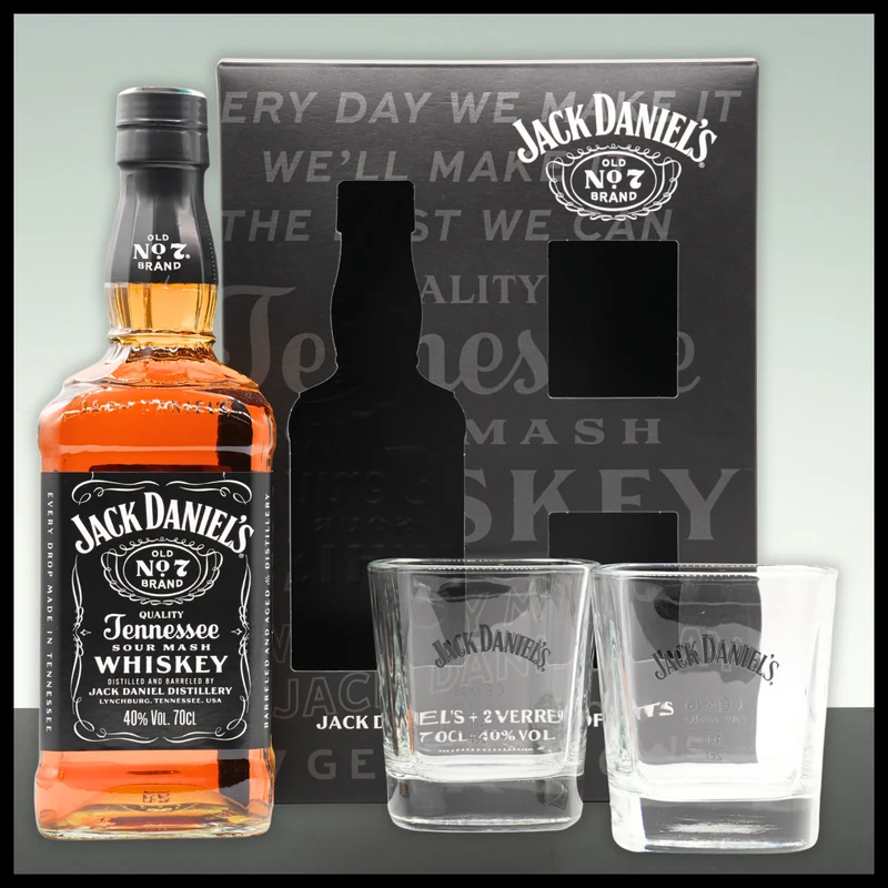 Jack Daniel's Old No. 7 Tennessee Whiskey Geschenkbox mit 2 Gläsern 0,7L - 40% Vol.
