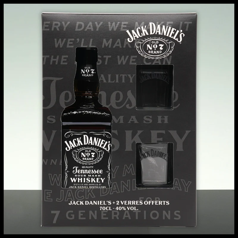 Jack Daniel's Old No. 7 Tennessee Whiskey Geschenkbox mit 2 Gläsern 0,7L - 40% Vol.