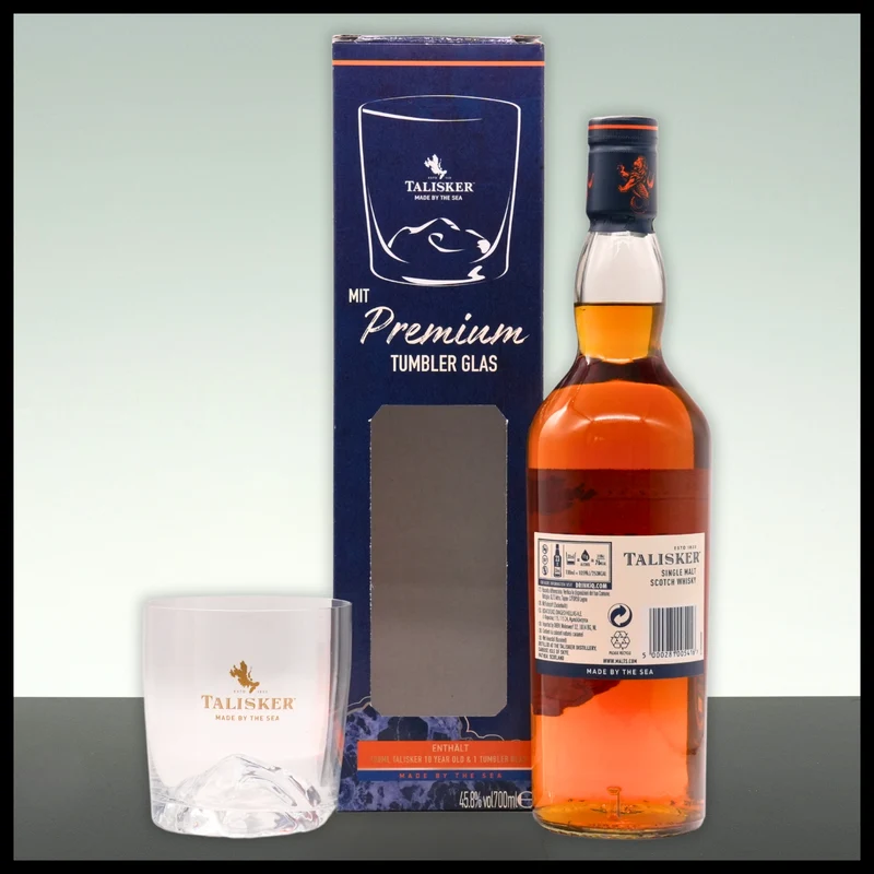 Talisker 10 YO Whisky Geschenkbox mit Tumbler 0,7L - 45,8% Vol.