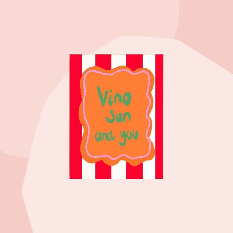Postkarte: Vino, sun and you