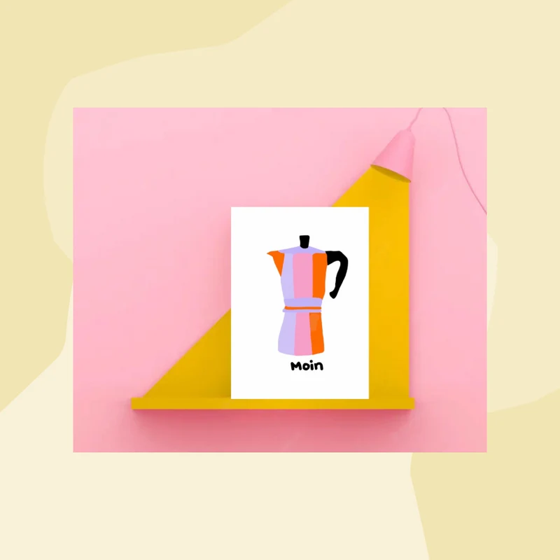 Postkarte: Espressokocher Moin