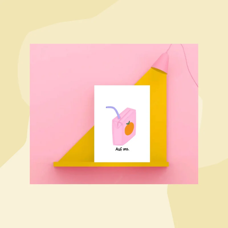 Postkarte: Auf uns!