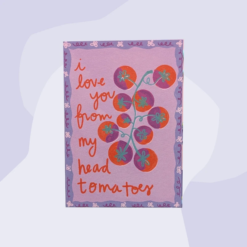 Postkarte: I love you from my head tomatoes