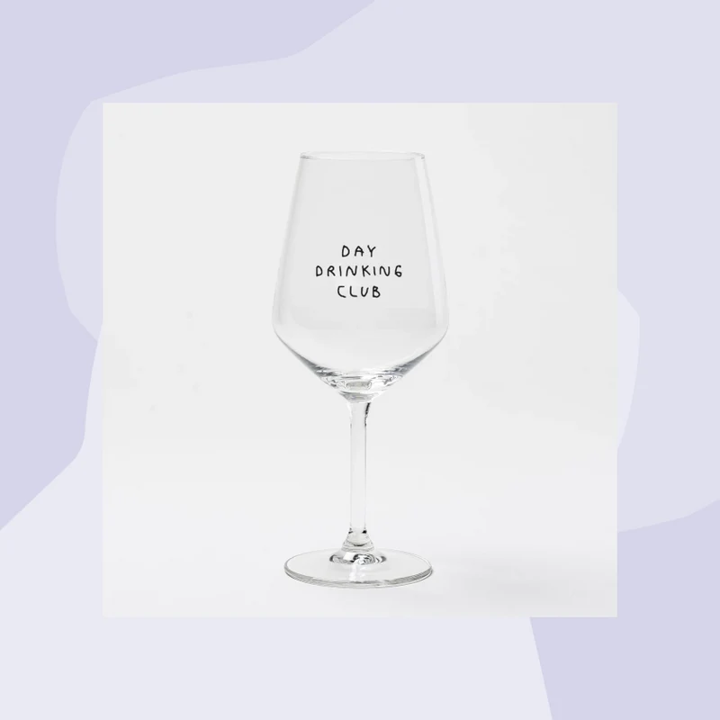 Weinglas mit Aufdruck: Day Drinking Club