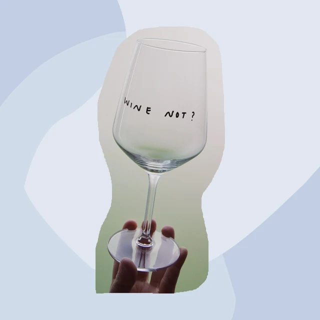Weinglas mit Aufdruck: Wine not?