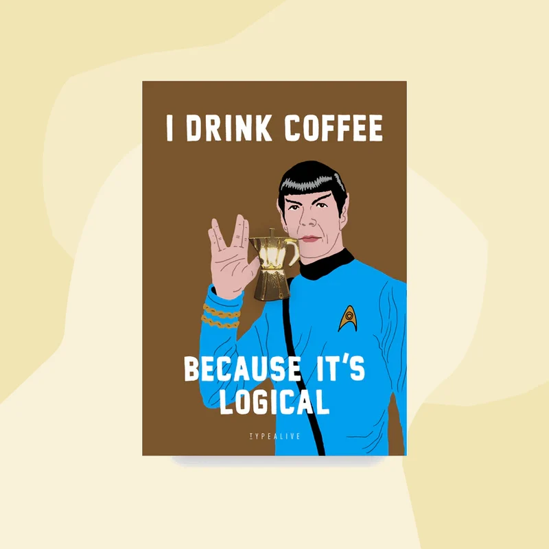 Postkarte & Pin: I drink coffee because it's logical