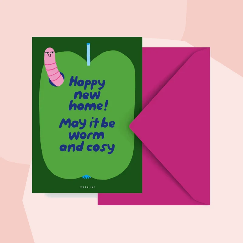Postkarte: Happy New Home - Worm & Wurm