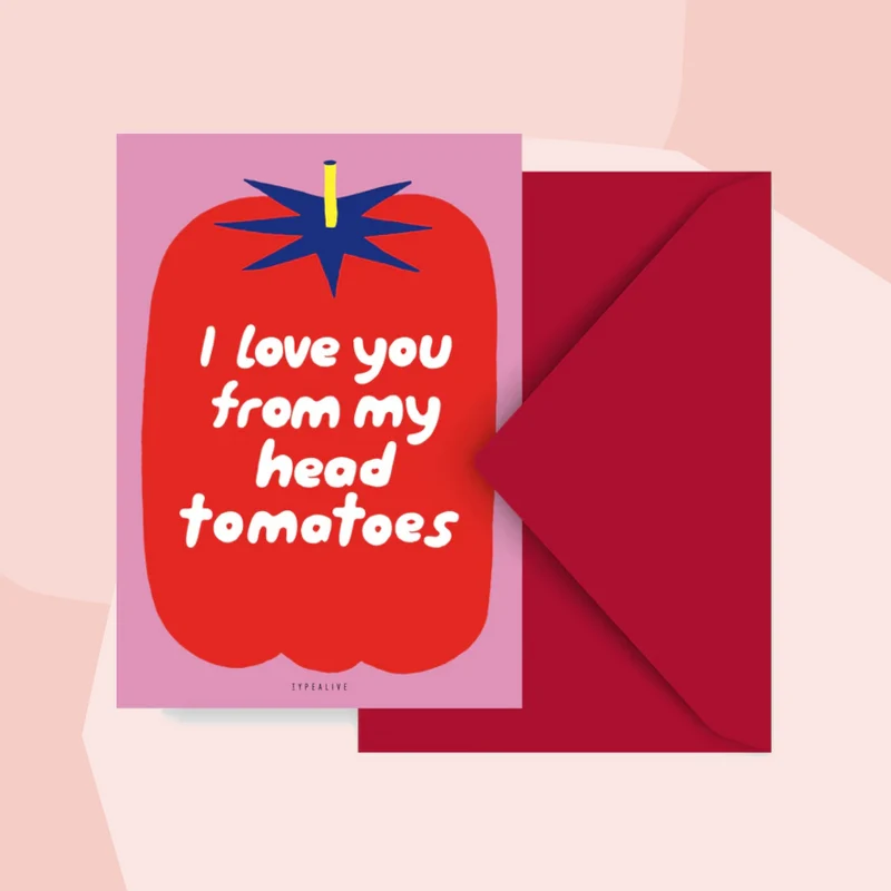 Postkarte: I love you from my head tomatoes