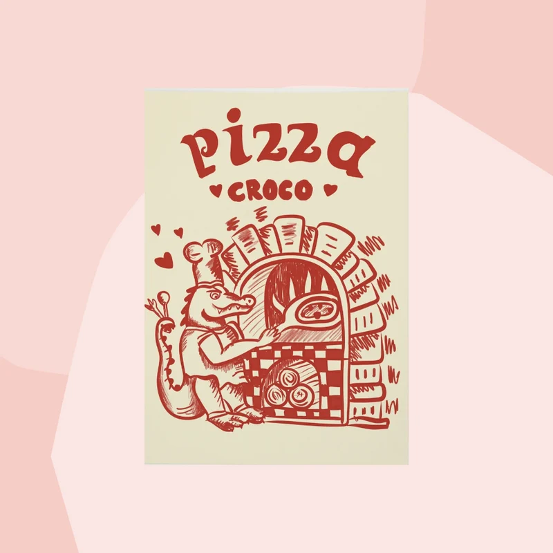 Postkarte: Pizzabäcker Croco