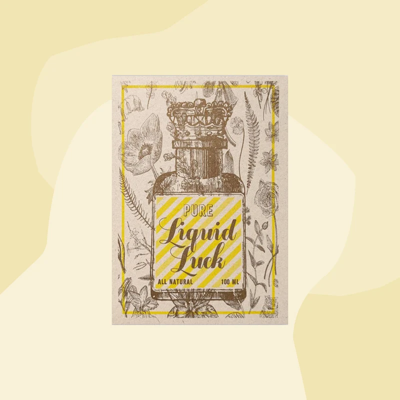 Postkarte in Risographie: Liquid Luck