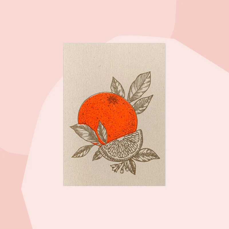 Postkarte in Risographie: Orange