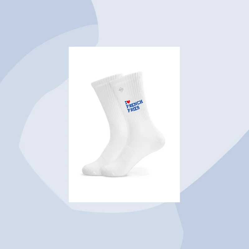 Tennissocken mit Aufdruck: I love French Fries