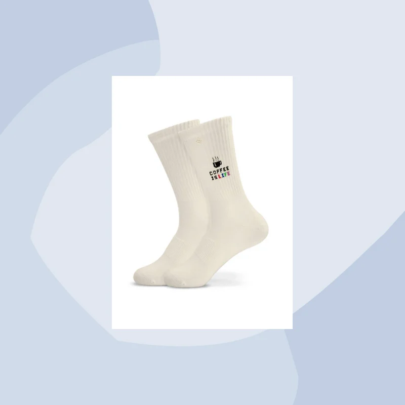 Tennissocken mit Aufdruck: Coffee is life